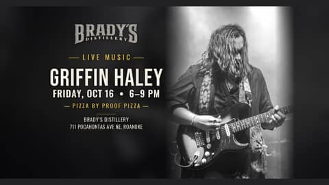 Live music poster for Griffin Haley Solo at Brady's Distillery