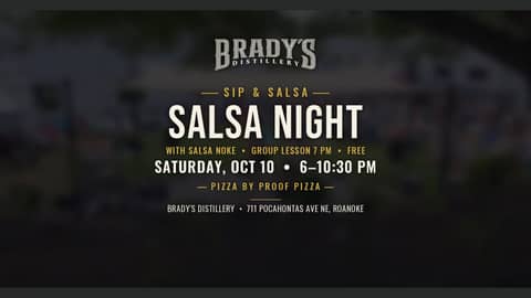 Live music poster for Salsa Night at Brady's Distillery