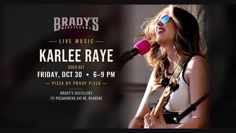 Live music poster for Karlee Raye Solo at Brady's Distillery